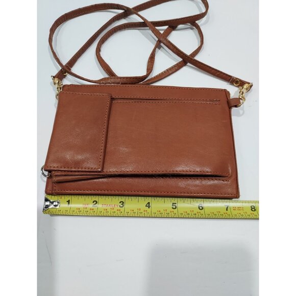 Crossbody Travel Bag Tan Brown Leather Vintage Small Purse Shoulder Bag Italy - Picture 3 of 13